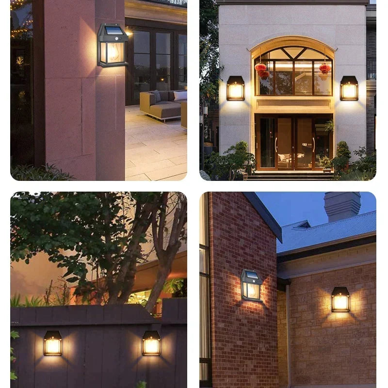 Solar Wall Lantern with 3 Lighting Modes and IP65 Waterproof