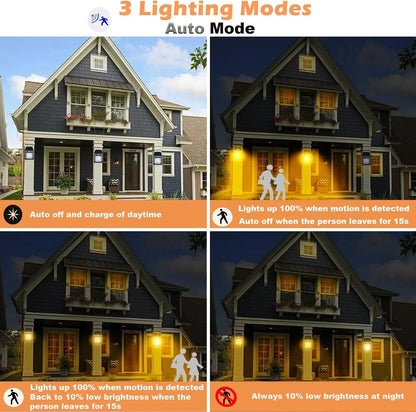 Solar Wall Lantern with 3 Lighting Modes and IP65 Waterproof